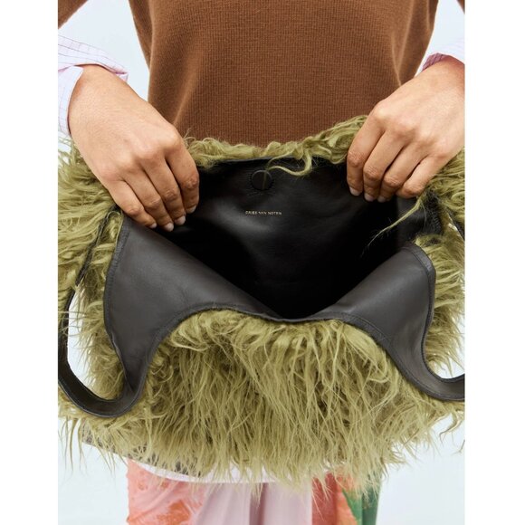 Dries Van Noten Fuzzy Tote Bag in Green - Picture 3 of 16